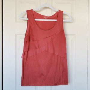 Loft burnt sienna rust color ruffle tank size Medium Petite